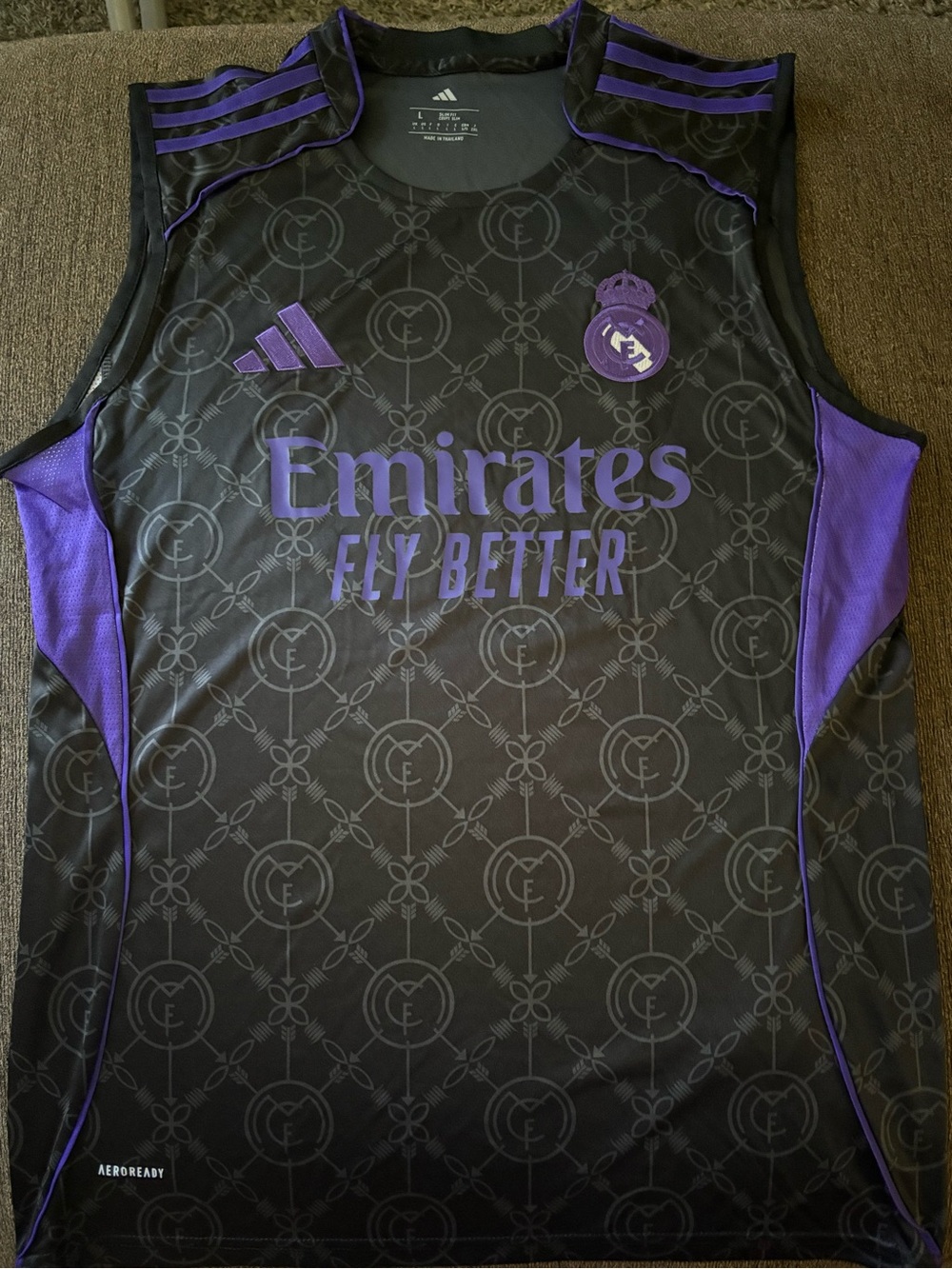 Real Madrid Adidas Strike Training Vest Tank Top - Black/Purple Size L